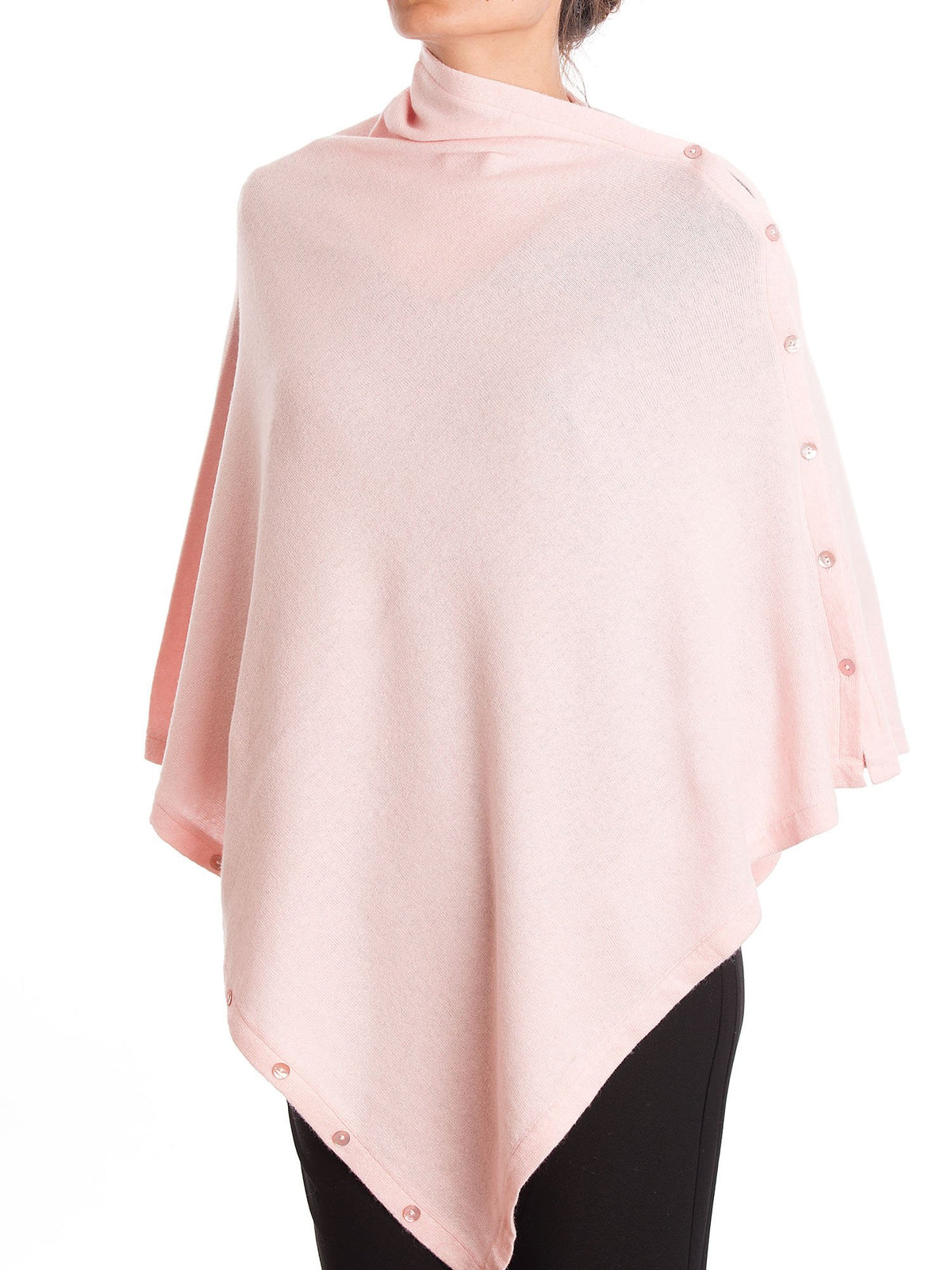 Poncho à boutons femme mélange cachemire, coloris Rose | Dalle Piane Cashmere