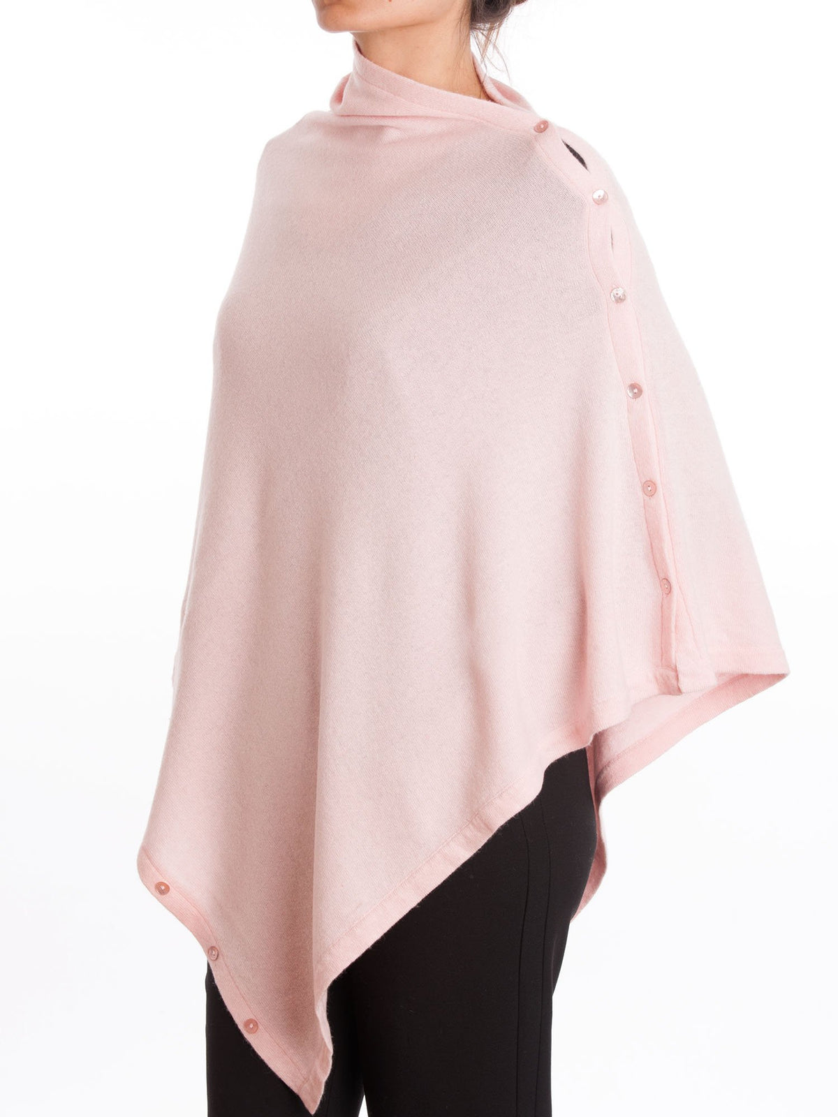 Poncho à boutons femme mélange cachemire, coloris Rose, vue 2 | Dalle Piane Cashmere