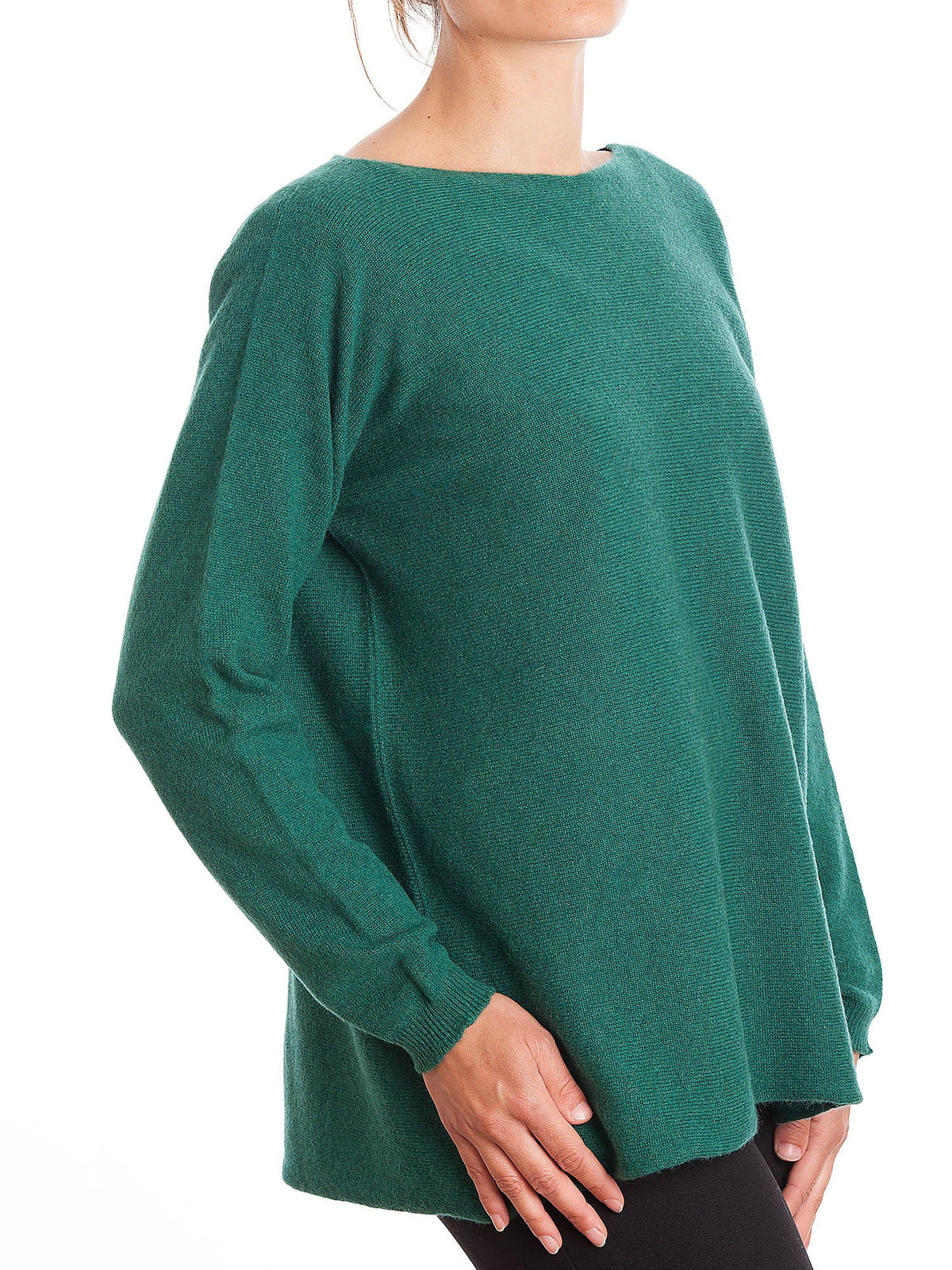 Maxi-pull femme 100 % cachemire, coloris Vert | Dalle Piane Cashmere