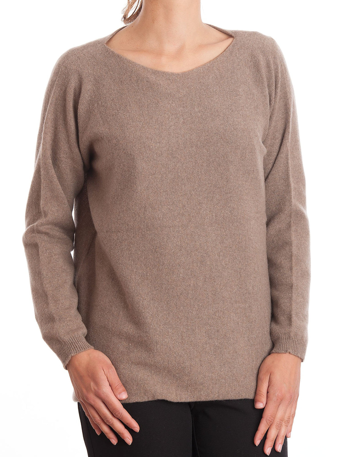 Maxi-pull femme 100 % cachemire, coloris Vison | Dalle Piane Cashmere