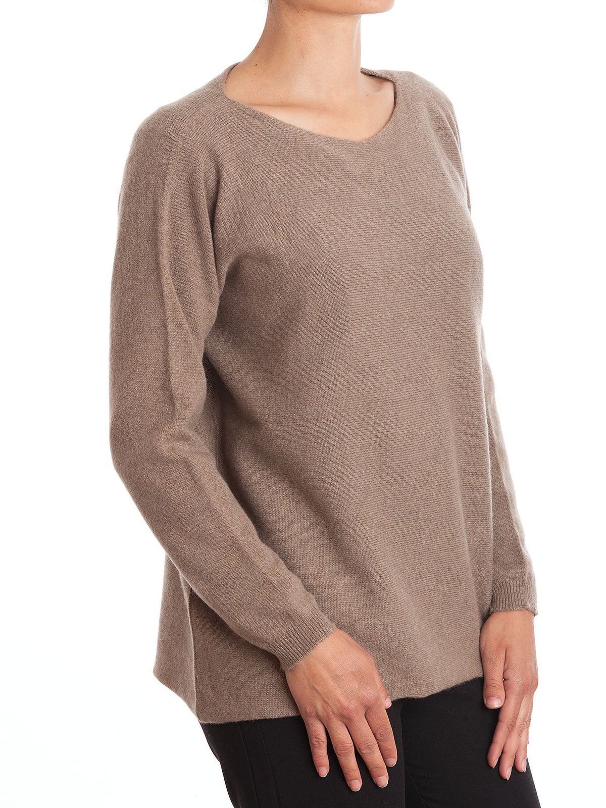Maxi-pull femme 100 % cachemire, coloris Vison, vue 2 | Dalle Piane Cashmere