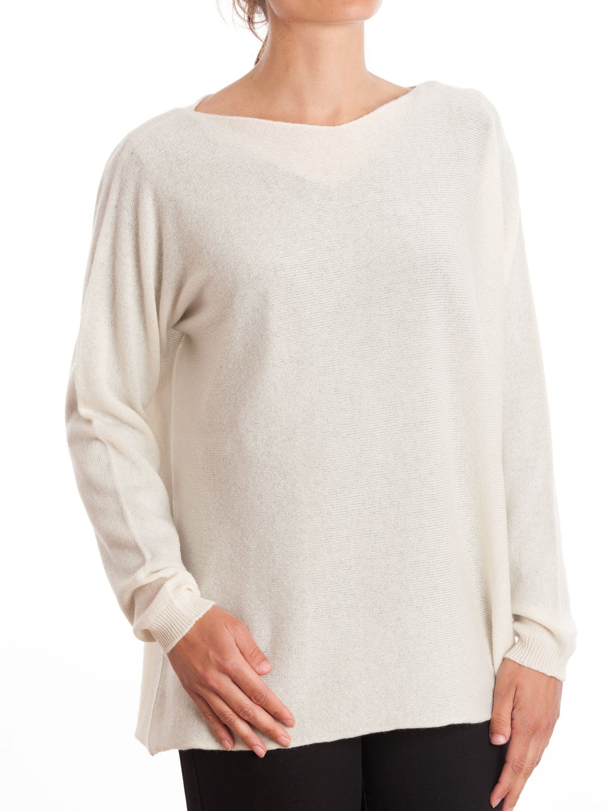 Maxi-pull femme 100 % cachemire, coloris Crème | Dalle Piane Cashmere