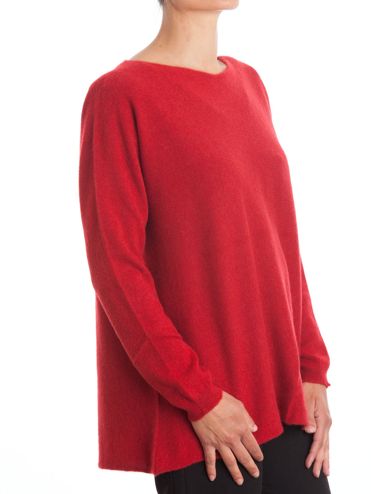 Maxi-pull femme 100 % cachemire, coloris Rouge, vue 2 | Dalle Piane Cashmere