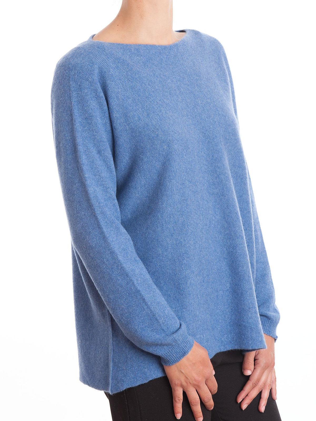Maxi-pull femme 100 % cachemire, coloris Azur, vue 2 | Dalle Piane Cashmere