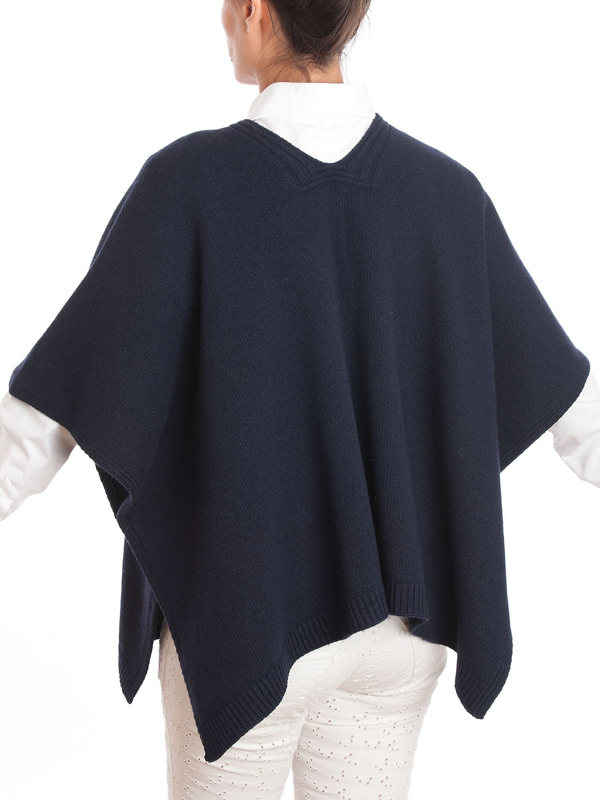 Cape femme à boutons latéraux mélange cachemire, coloris Bleu, vue 5 | Dalle Piane Cashmere
