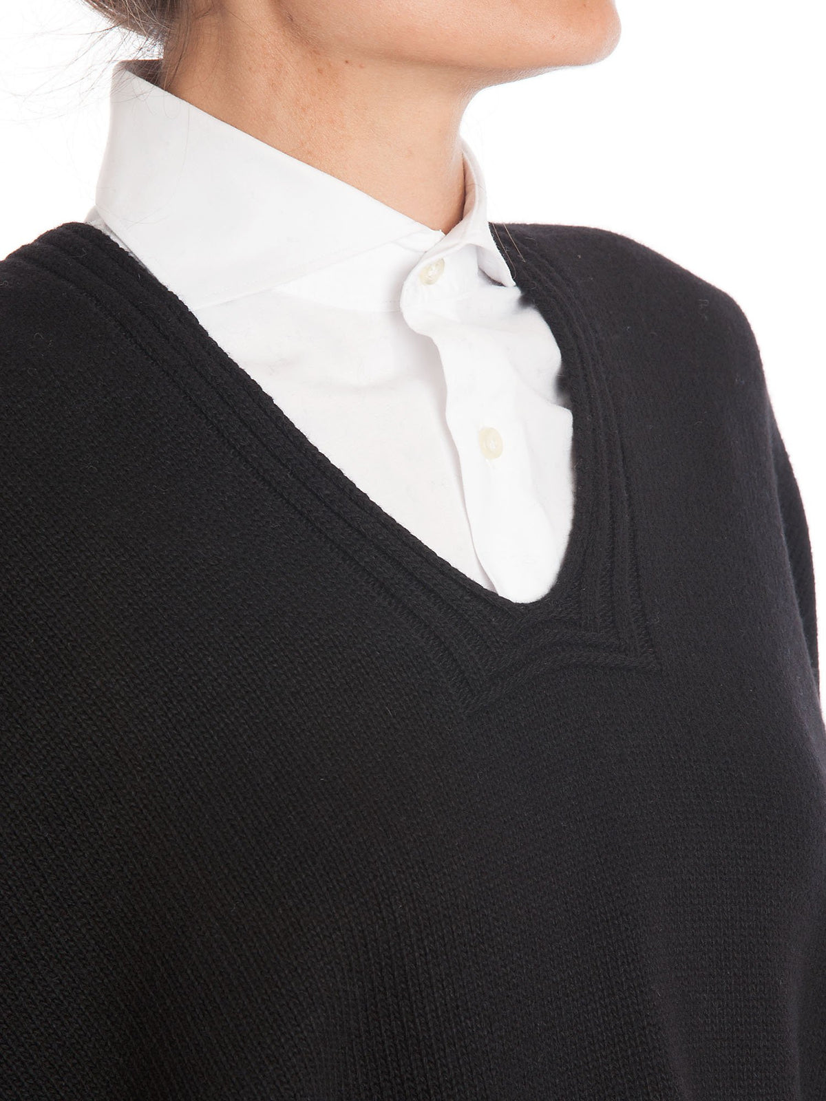 Cape femme à boutons latéraux mélange cachemire, coloris Noir, vue 4 | Dalle Piane Cashmere
