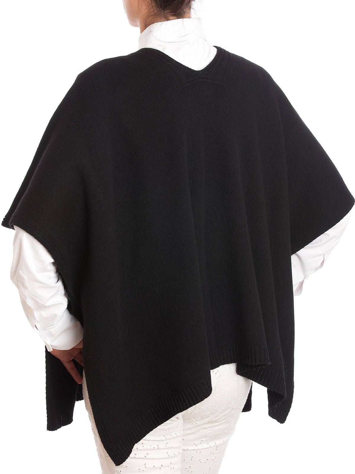 Cape femme à boutons latéraux mélange cachemire, coloris Noir, vue 5 | Dalle Piane Cashmere