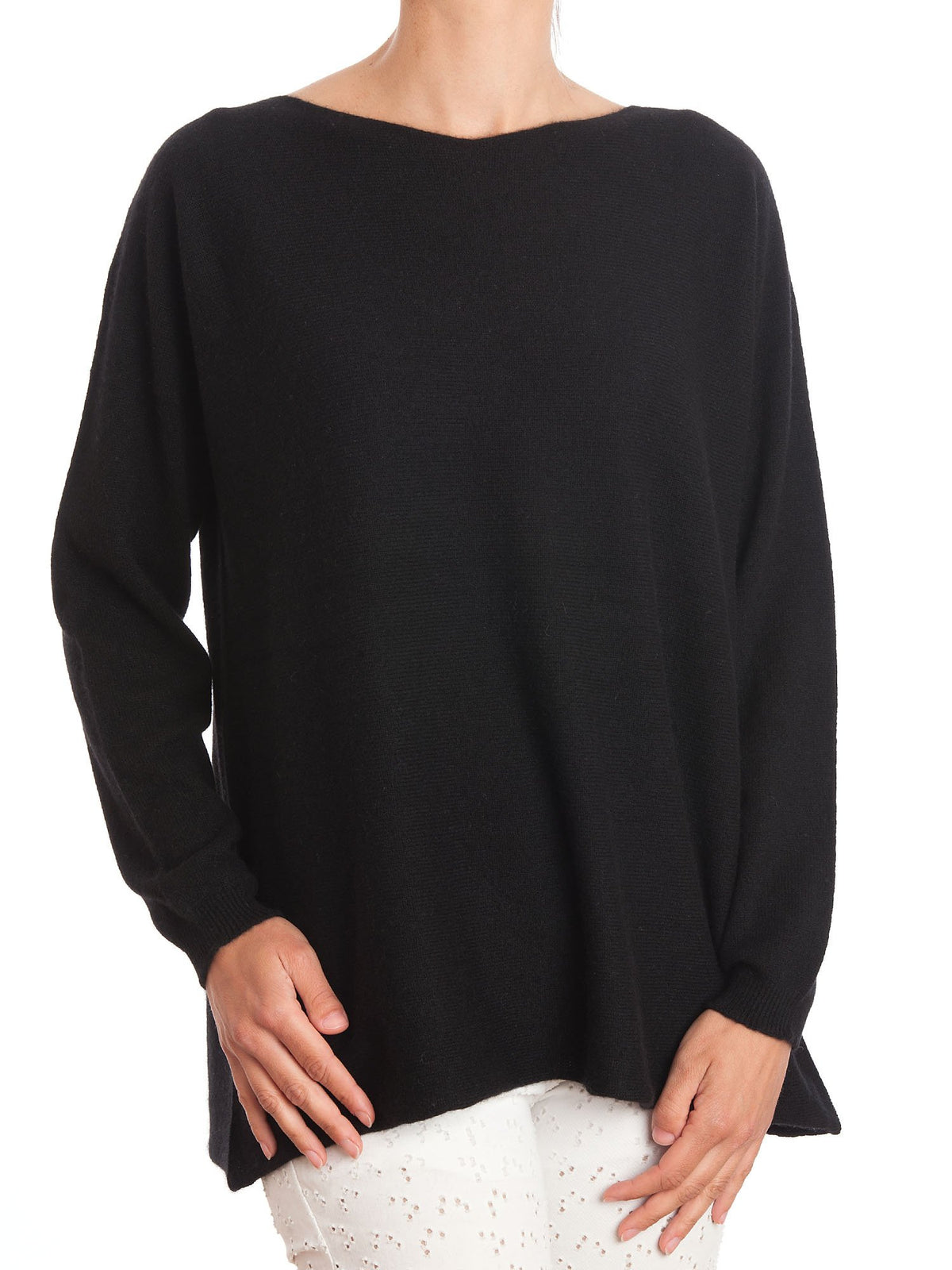 Maxi-pull femme 100 % cachemire, coloris Noir | Dalle Piane Cashmere