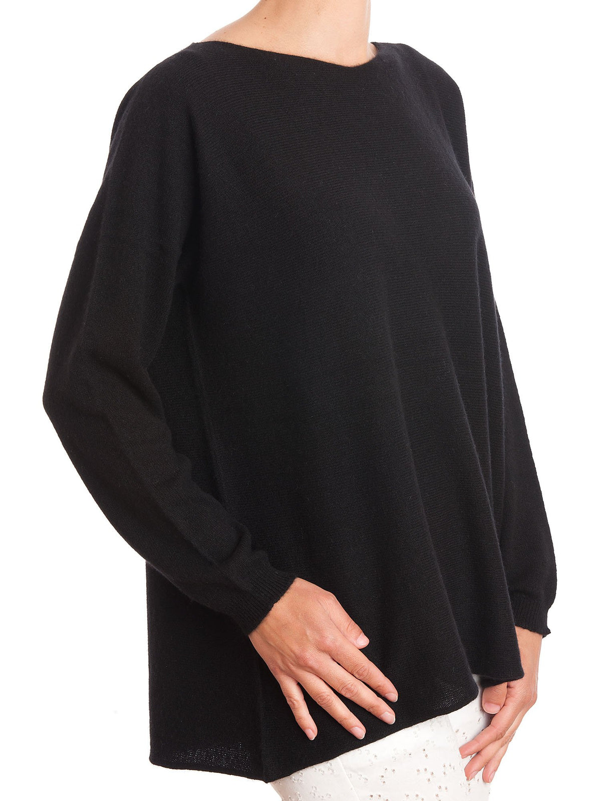 Maxi-pull femme 100 % cachemire, coloris Noir, vue 2 | Dalle Piane Cashmere