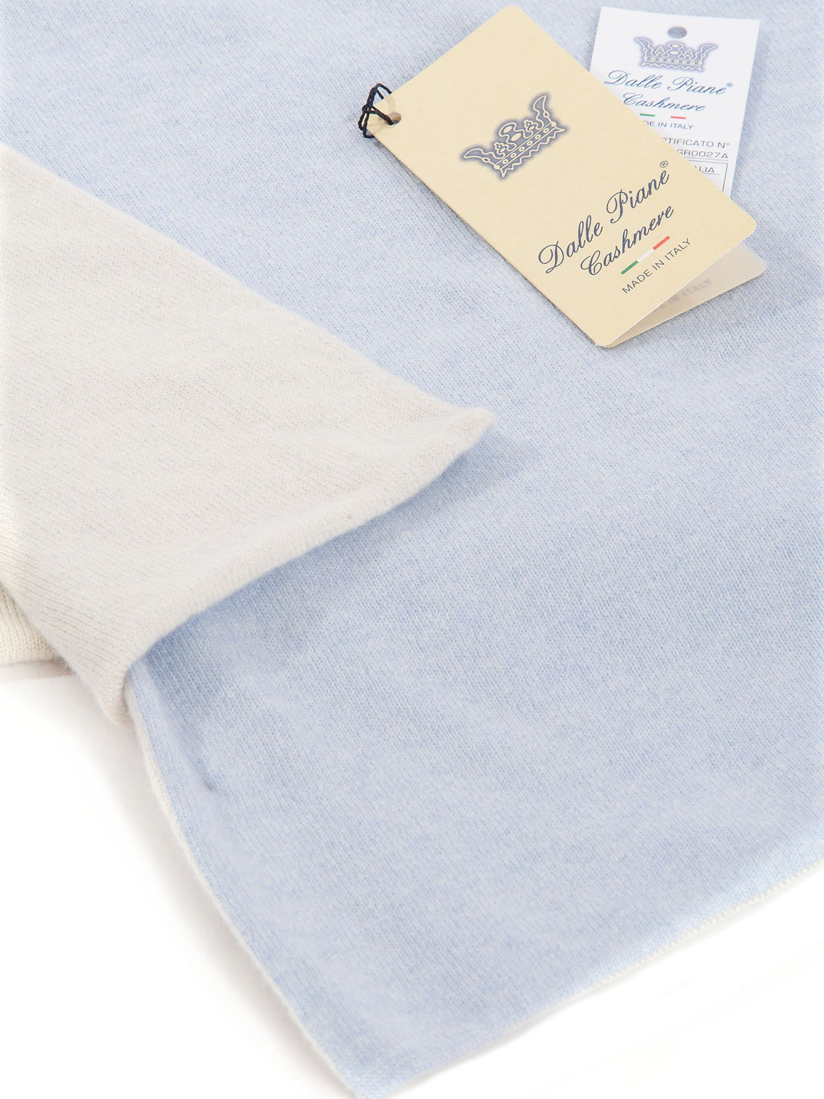 Couverture bébé bicolore 100 % cachemire, coloris Ciel, vue 3 | Dalle Piane Cashmere