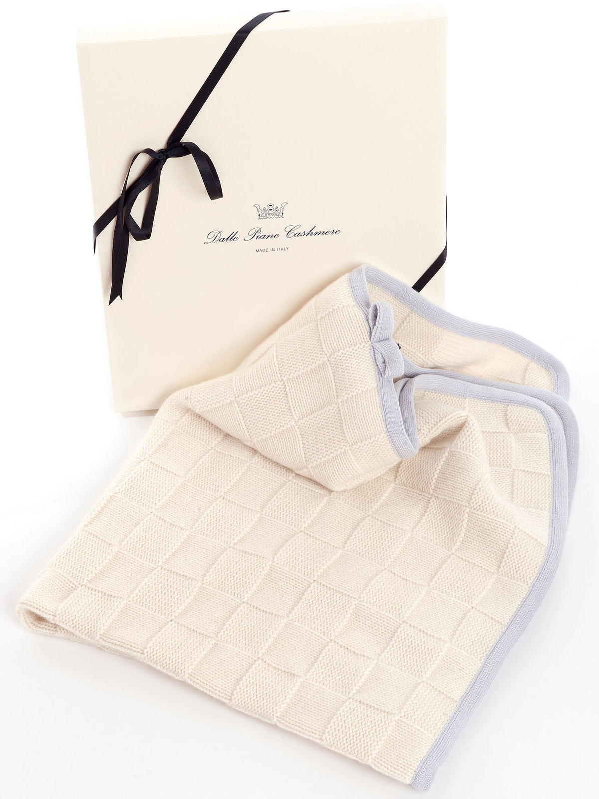 Copertina con bordo 100% Cashmere, colore Cielo | Dalle Piane Cashmere