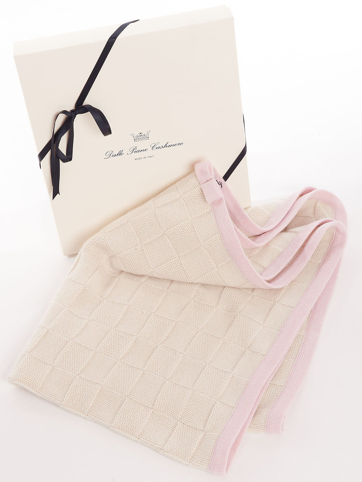 Copertina con bordo 100% Cashmere, colore Rosa | Dalle Piane Cashmere