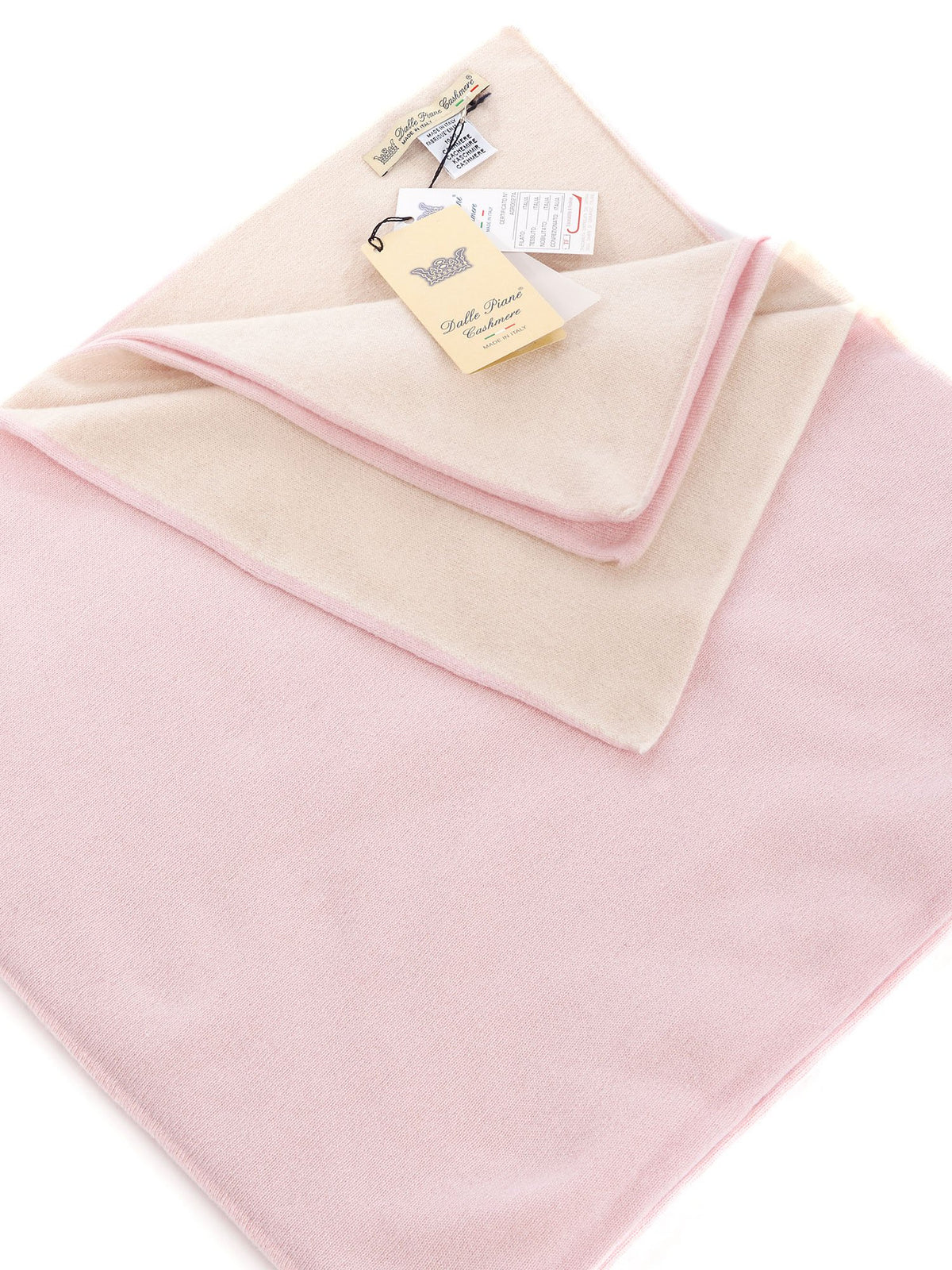 Copertina bicolore 100% Cashmere, colore Rosa, vista 2 | Dalle Piane Cashmere