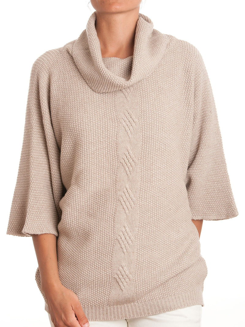 Poncho con treccia in misto cashmere | Dalle Piane Cashmere