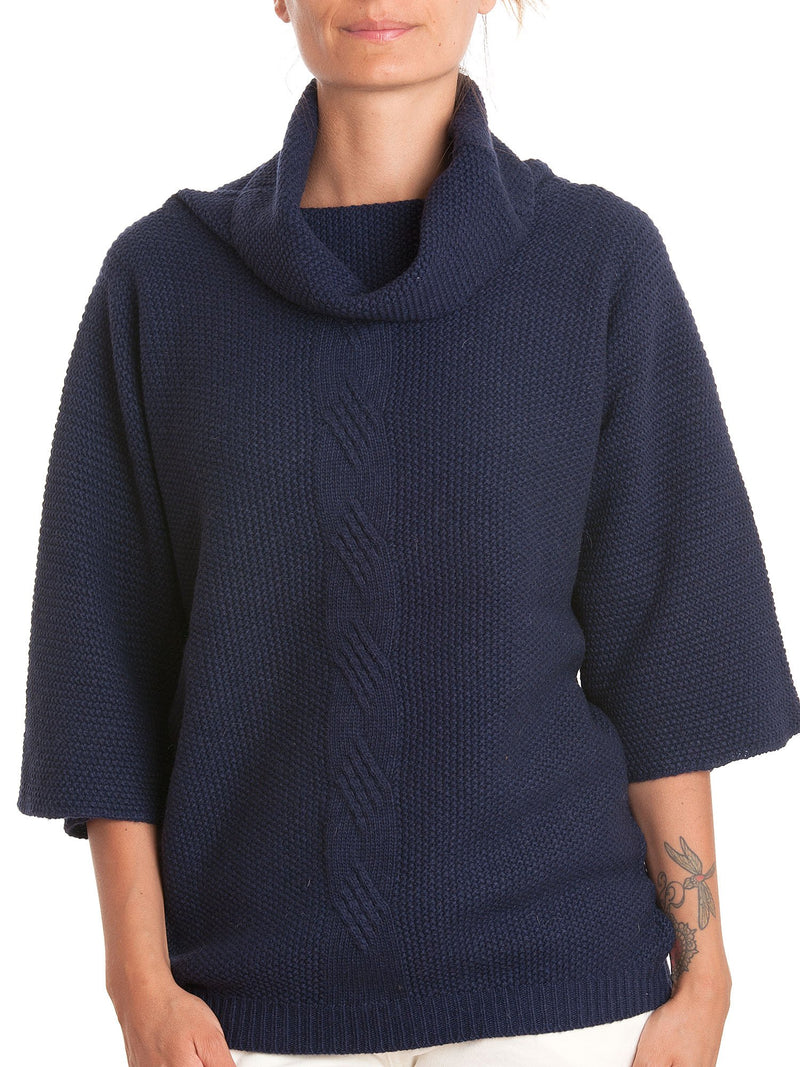 Poncho con treccia in misto cashmere | Dalle Piane Cashmere