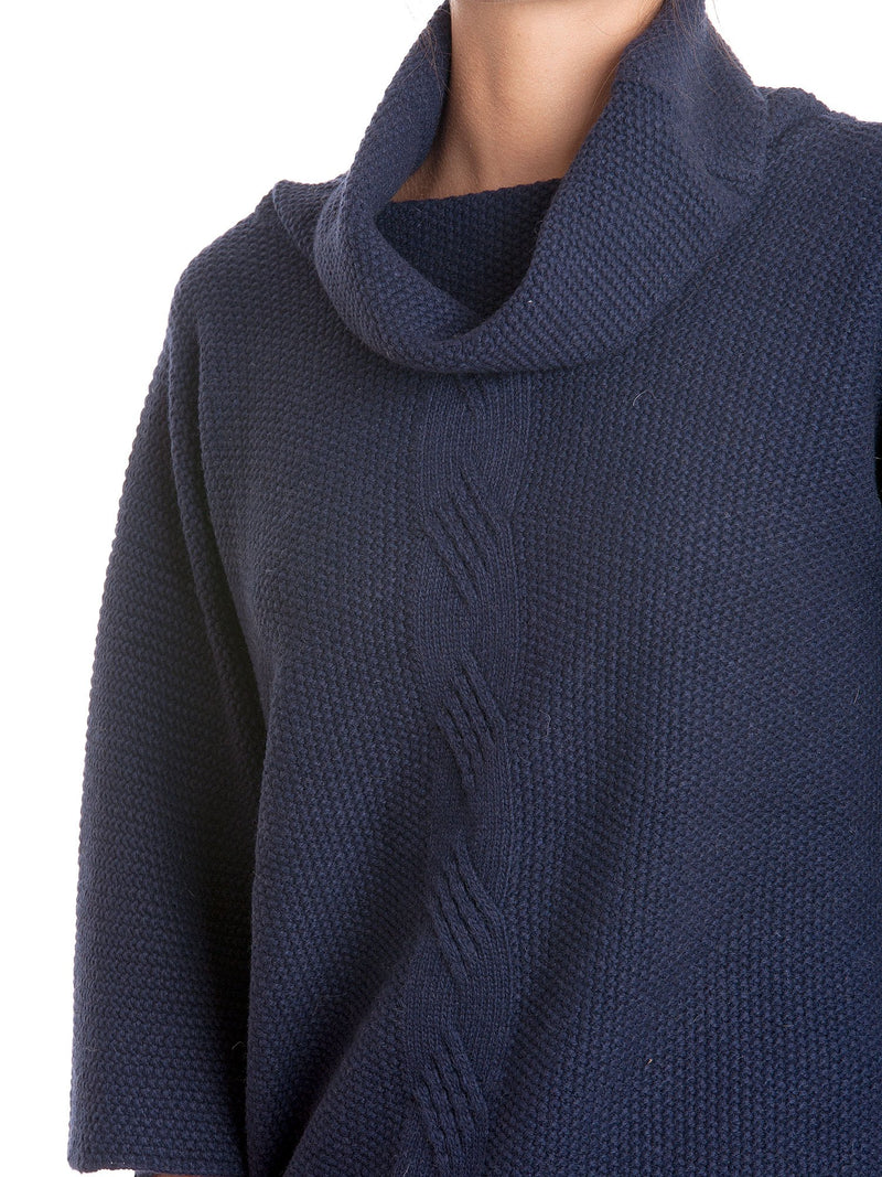 Poncho con treccia in misto cashmere | Dalle Piane Cashmere
