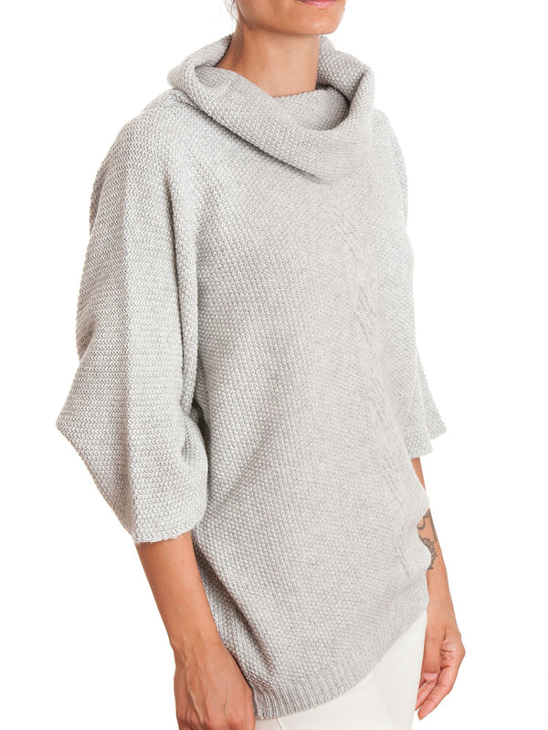 Poncho con treccia in misto cashmere | Dalle Piane Cashmere