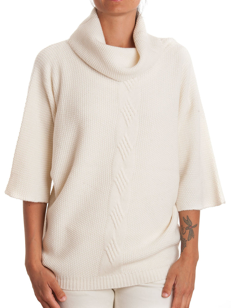 Poncho con treccia in misto cashmere | Dalle Piane Cashmere