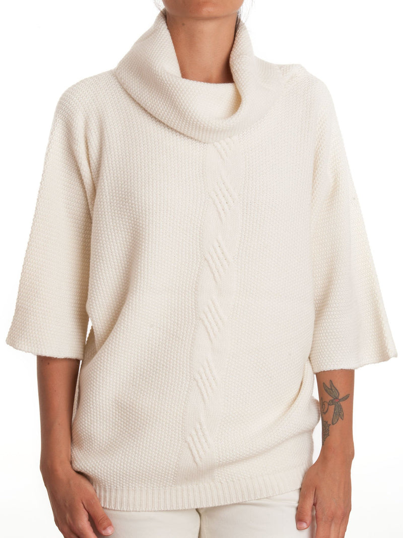 Poncho con treccia in misto cashmere | Dalle Piane Cashmere