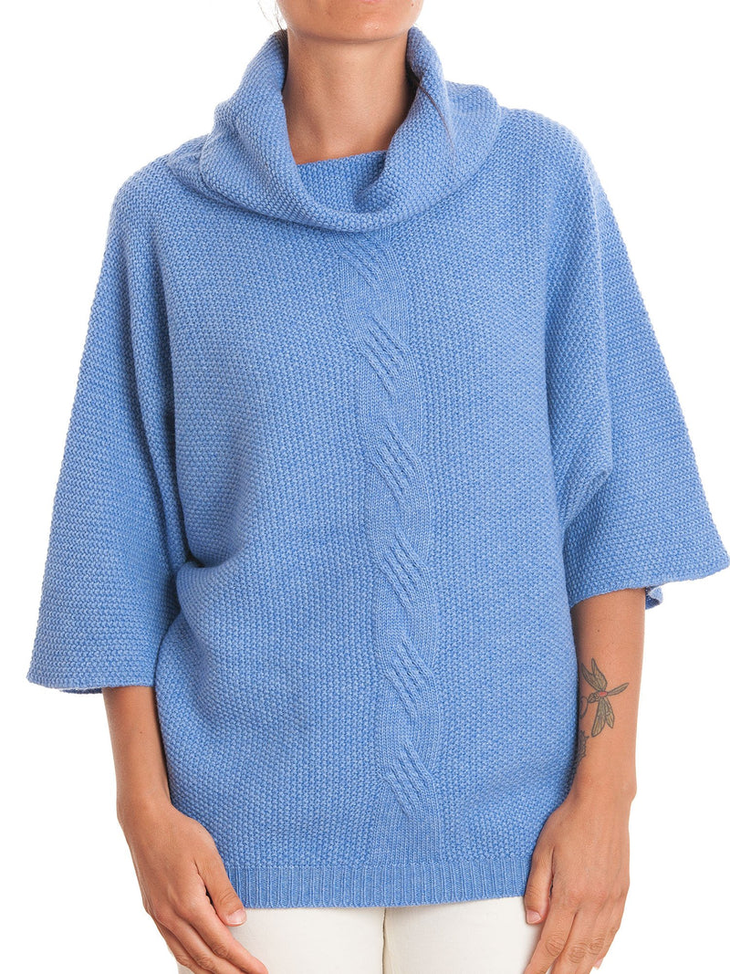 Poncho con treccia in misto cashmere | Dalle Piane Cashmere