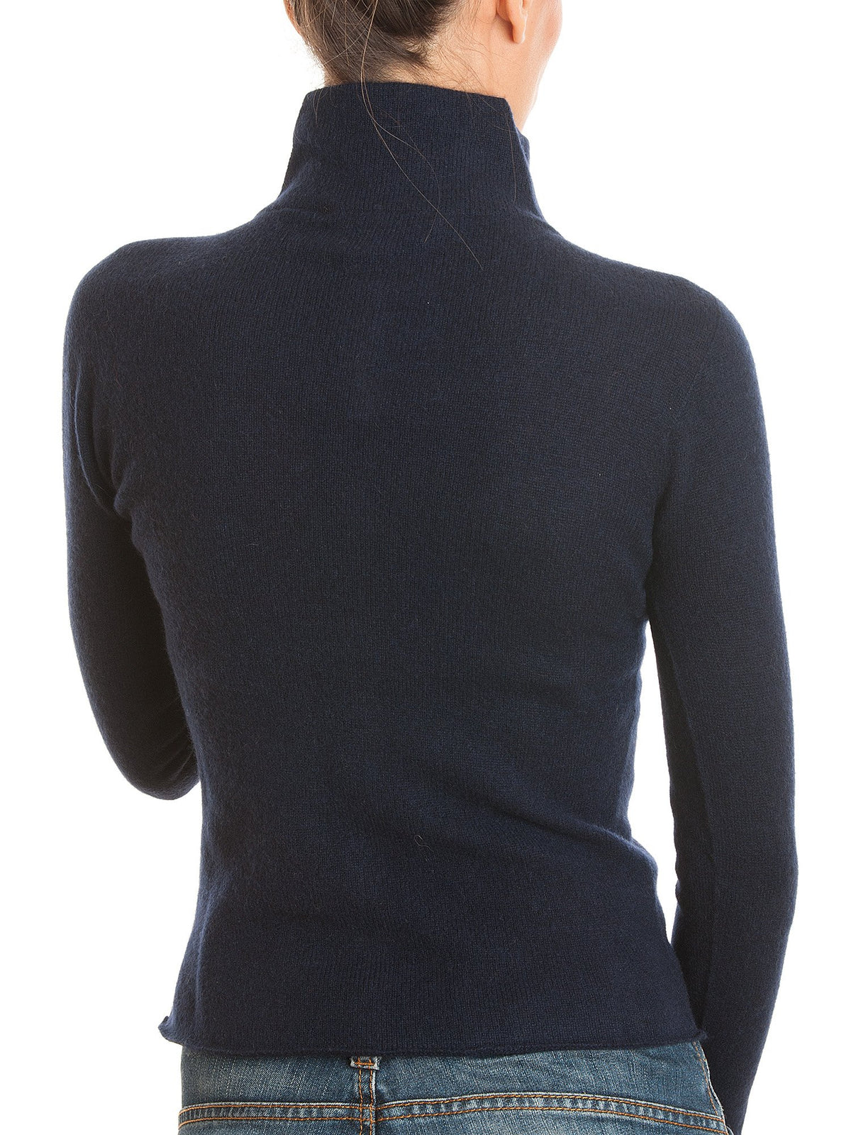 Blouson en maille femme 100 % cachemire, coloris Bleu, vue 3 | Dalle Piane Cashmere