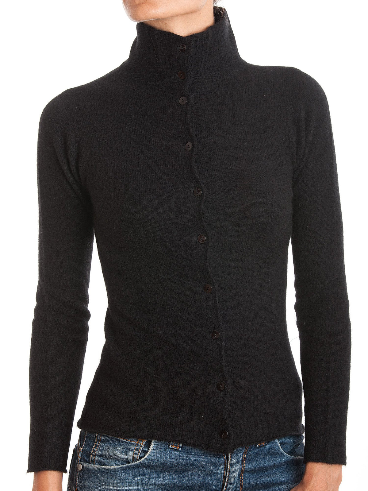 Blouson en maille femme 100 % cachemire, coloris Noir, vue 2 | Dalle Piane Cashmere