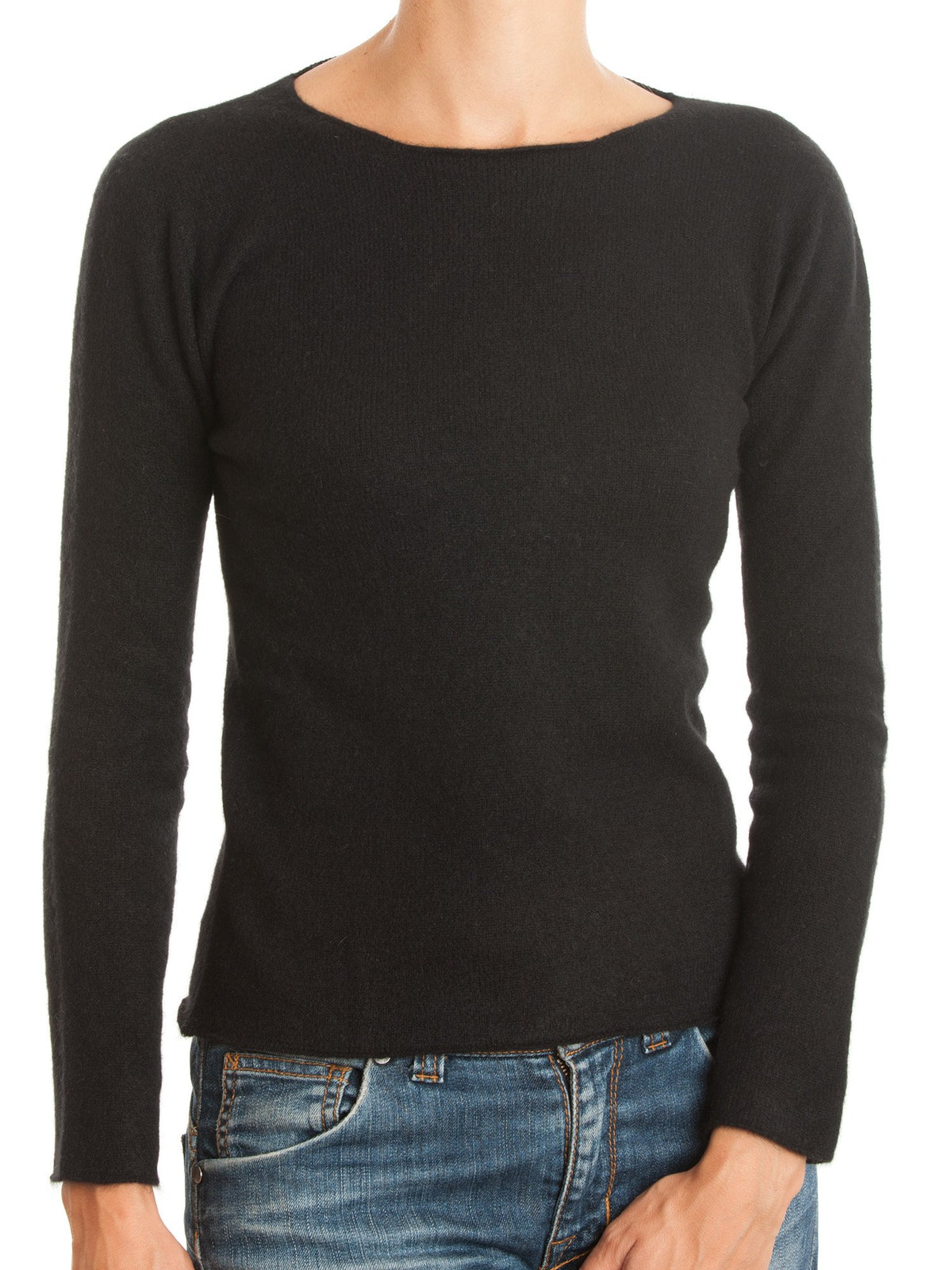 Pull col rond femme 100 % cachemire, coloris Noir | Dalle Piane Cashmere