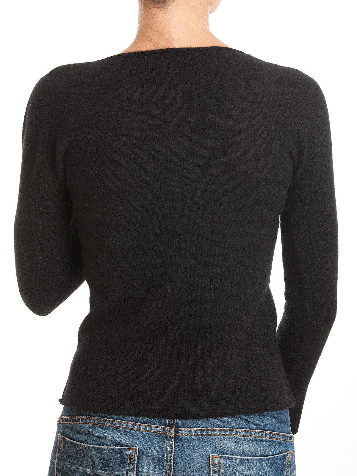 Pull col rond femme 100 % cachemire, coloris Noir, vue 3 | Dalle Piane Cashmere