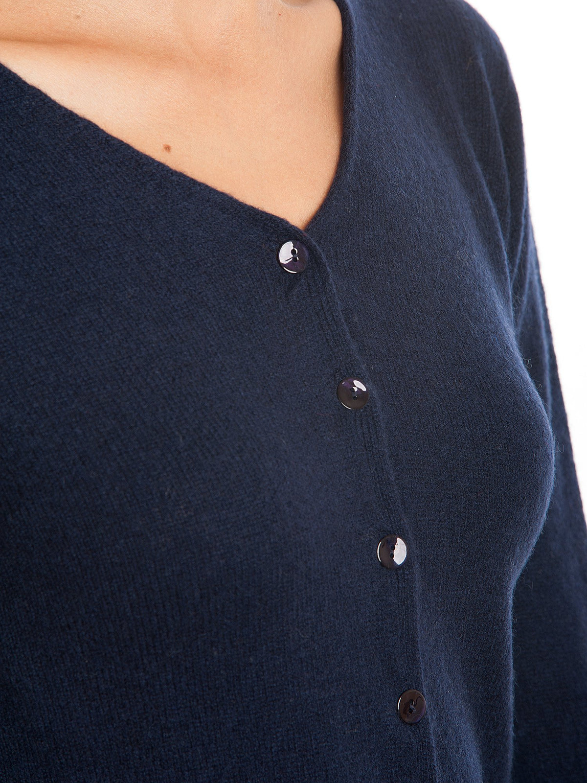Cardigan con bottoni 100% Cashmere, colore Blu, vista 3 | Dalle Piane Cashmere