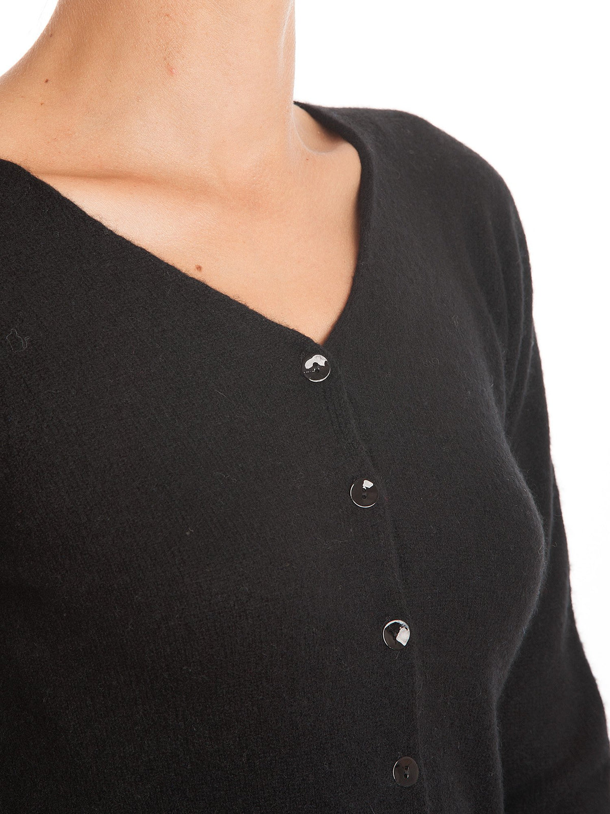 Cardigan con bottoni 100% Cashmere, colore Nero, vista 3 | Dalle Piane Cashmere
