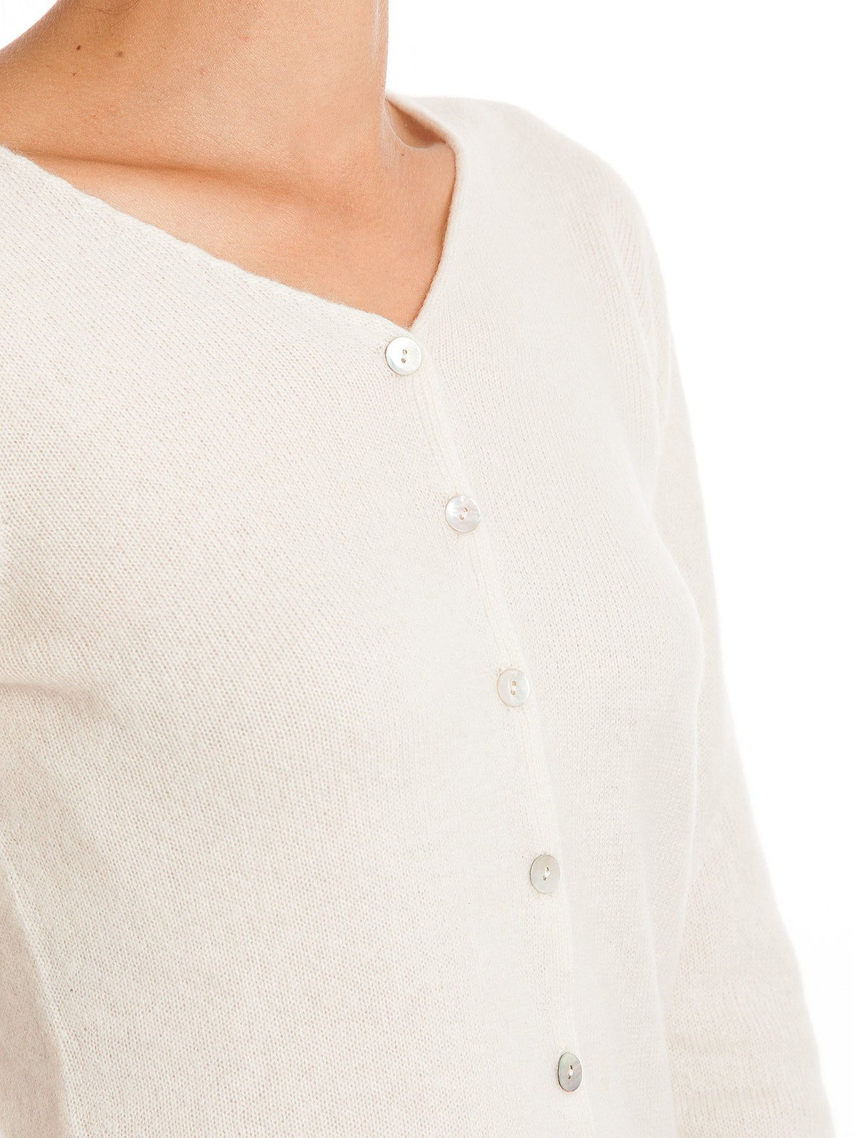 Cardigan con bottoni 100% Cashmere, colore Crema, vista 3 | Dalle Piane Cashmere
