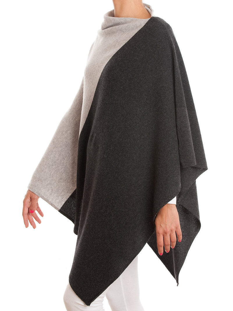 Poncho bicolore 100% Cashmere | Dalle Piane Cashmere