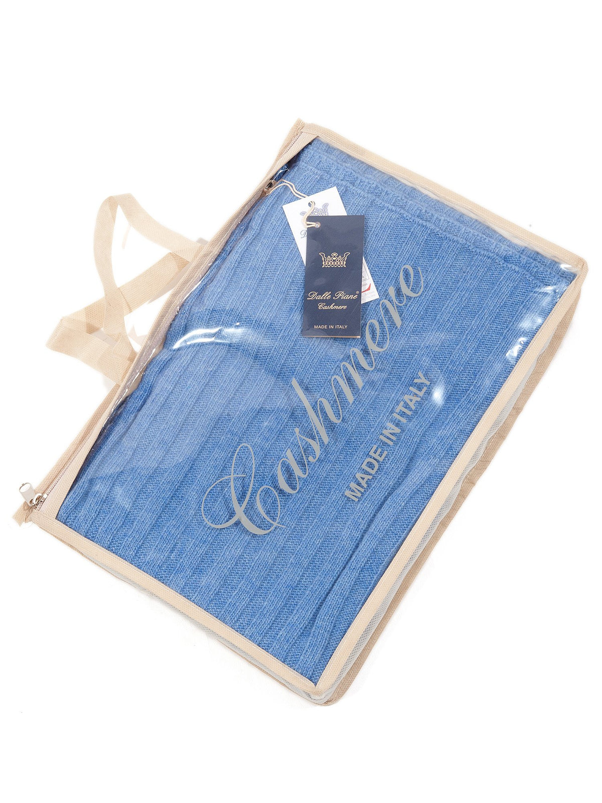 Ensemble écharpe et bonnet femme mélange cachemire, coloris Azur, vue 4 | Dalle Piane Cashmere