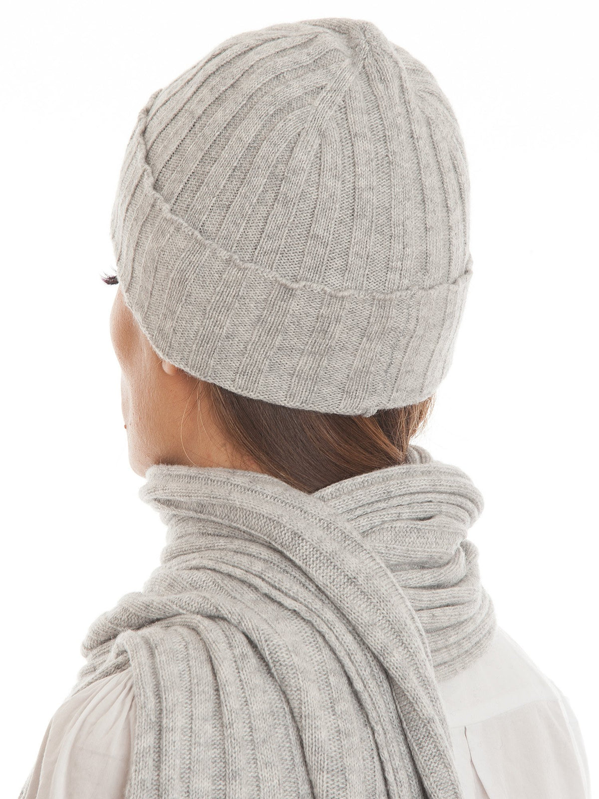 Ensemble écharpe et bonnet femme mélange cachemire, coloris Gris, vue 3 | Dalle Piane Cashmere