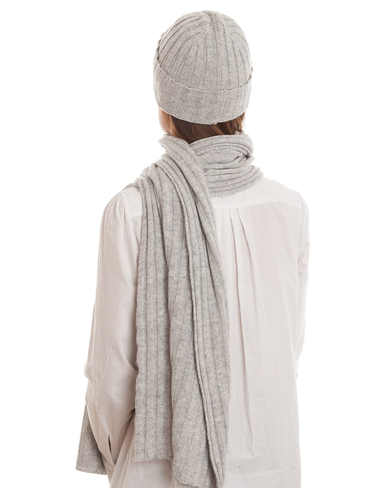Ensemble écharpe et bonnet femme mélange cachemire, coloris Gris | Dalle Piane Cashmere