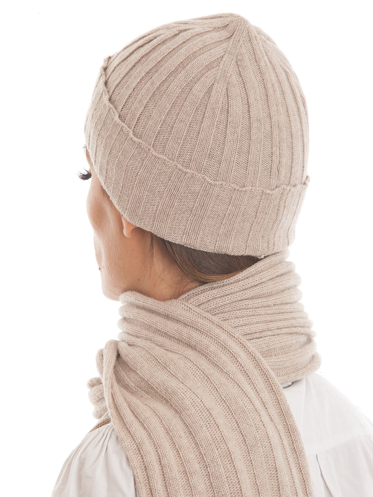 Set sciarpa e cappello misto cashmere, colore Beige, vista 2 | Dalle Piane Cashmere