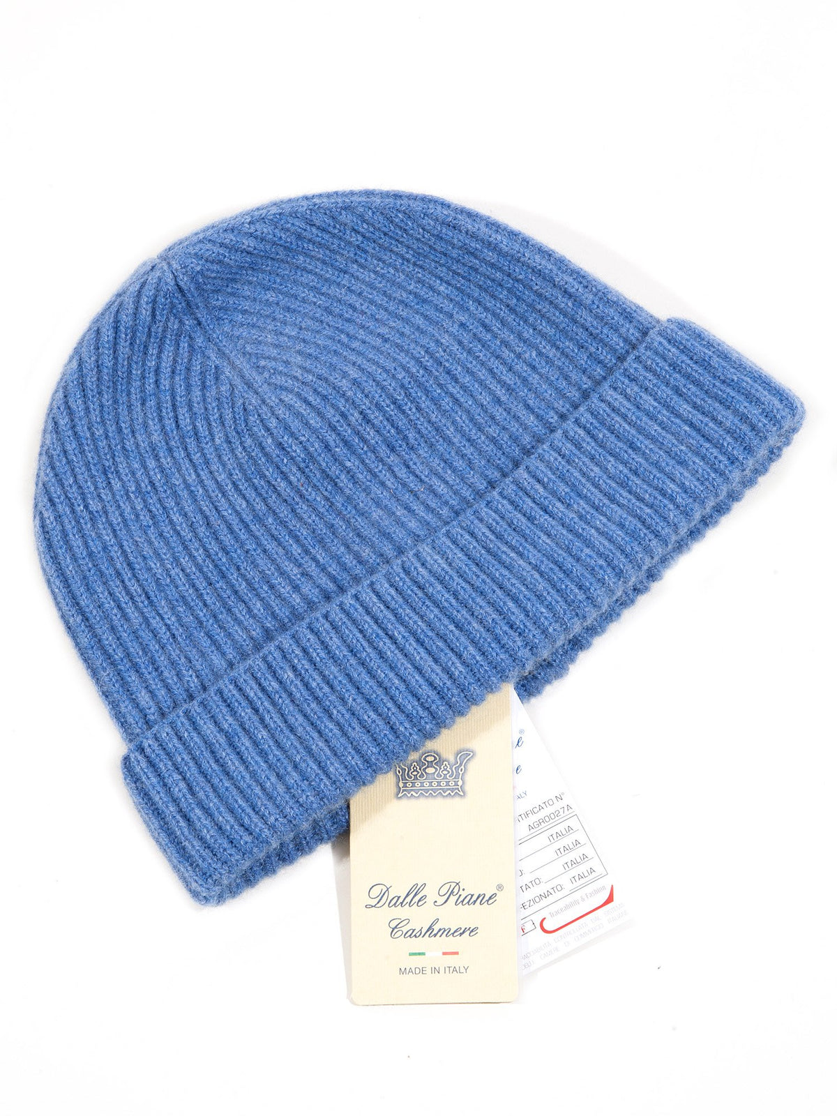 Bonnet femme 100 % cachemire, coloris Azur, vue 2 | Dalle Piane Cashmere