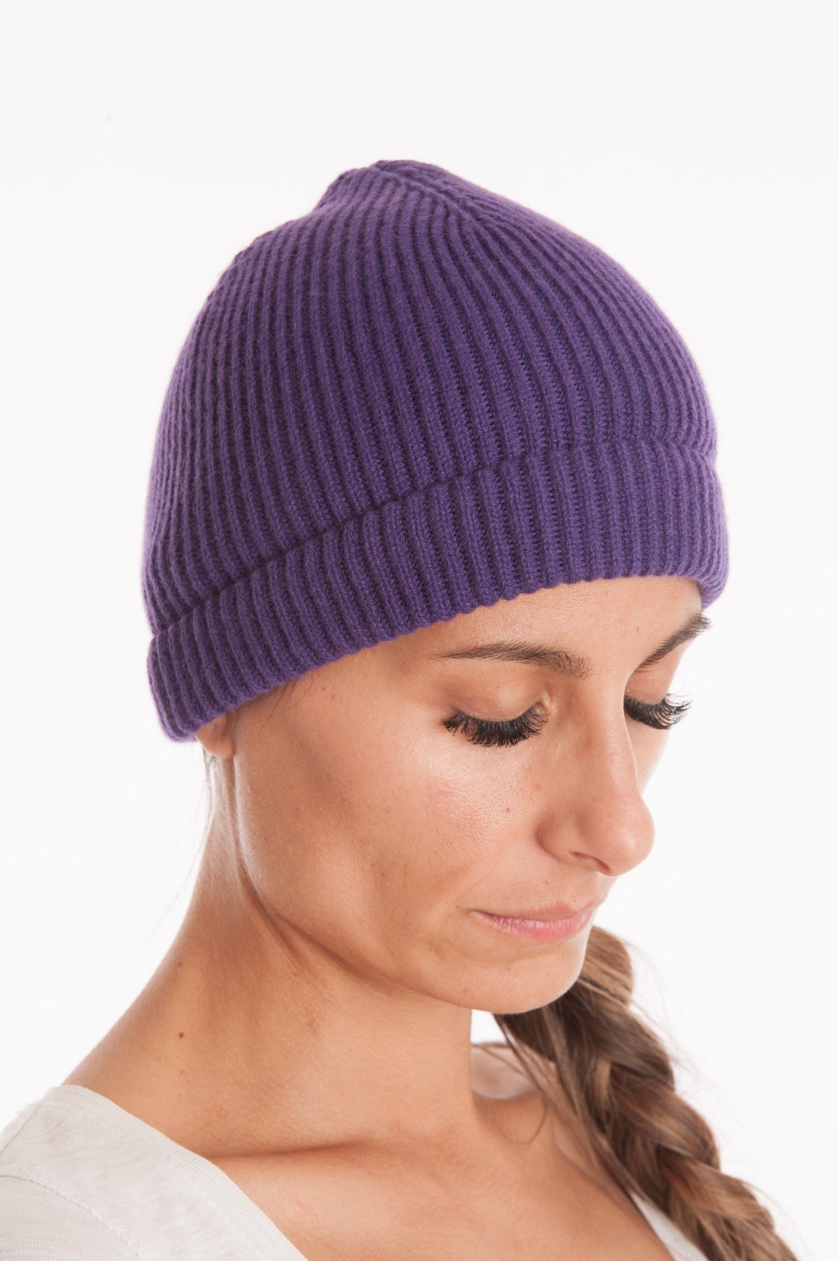 Bonnet femme 100 % cachemire, coloris Violet | Dalle Piane Cashmere