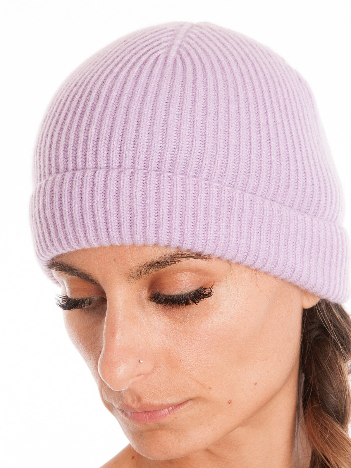 Bonnet femme 100 % cachemire, coloris Lilas | Dalle Piane Cashmere