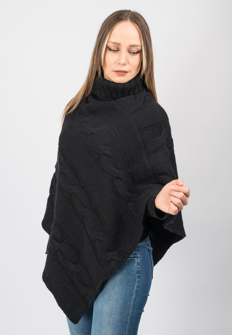 Poncho dolcevita con trecce | Dalle Piane Cashmere