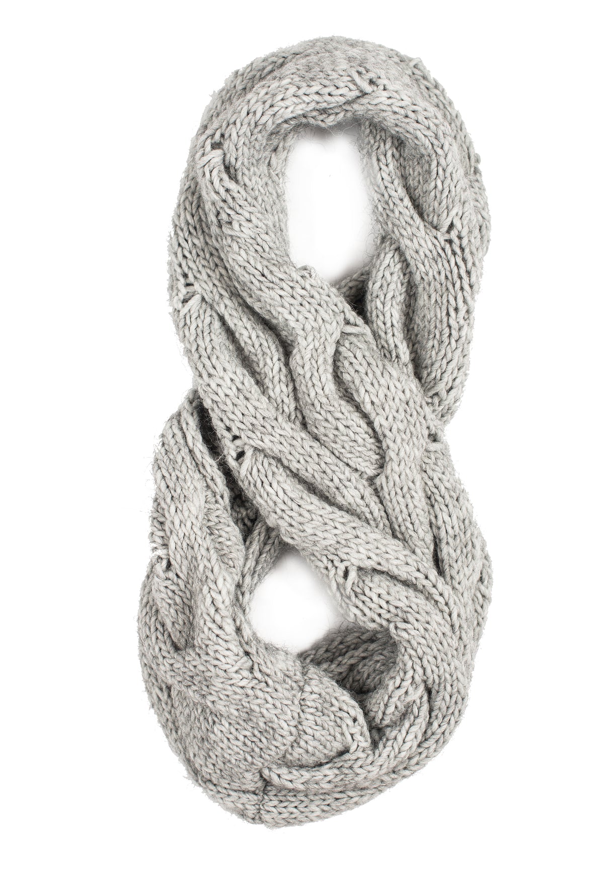 Écharpe à torsades laine et alpaga, coloris Gris, vue 3 | Dalle Piane Cashmere