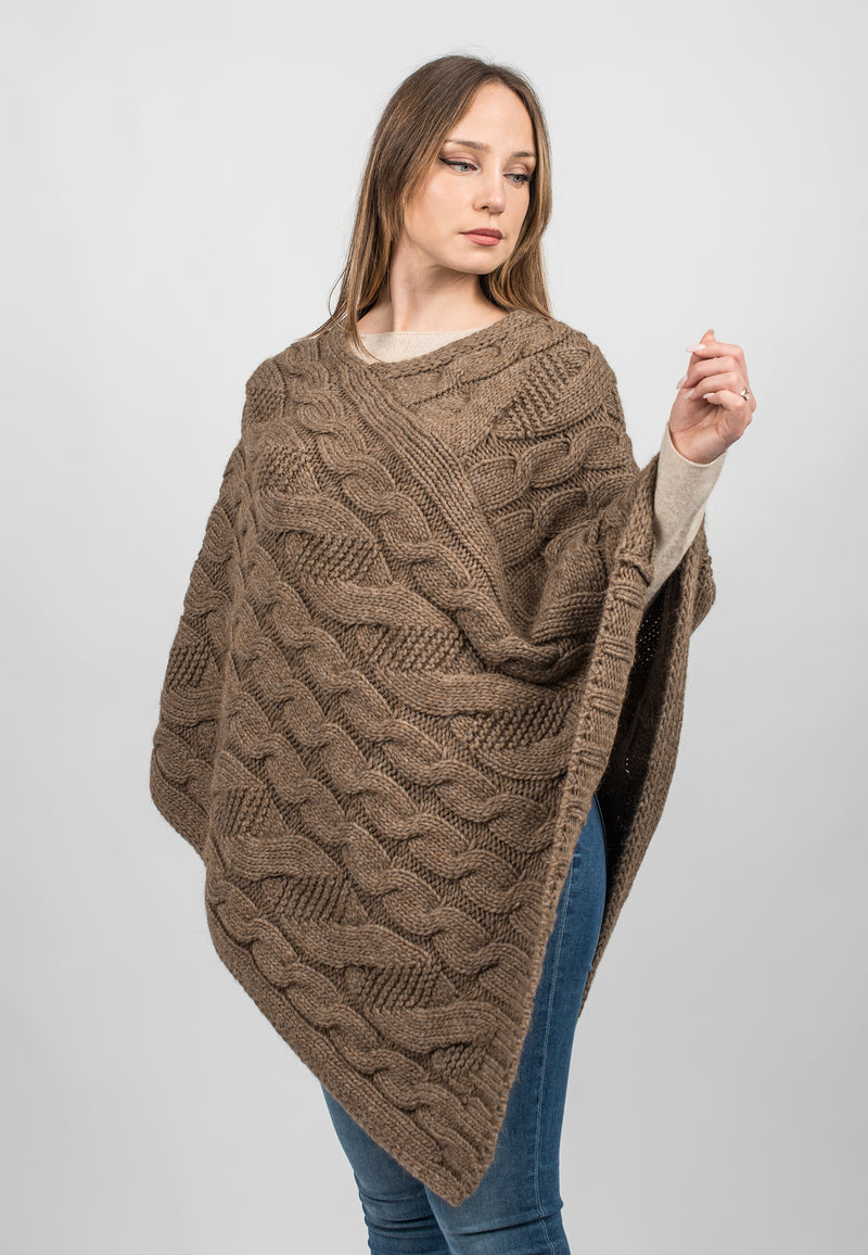 Braided V poncho | Dalle Piane Cashmere