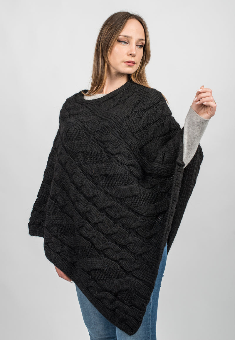 Braided V poncho | Dalle Piane Cashmere