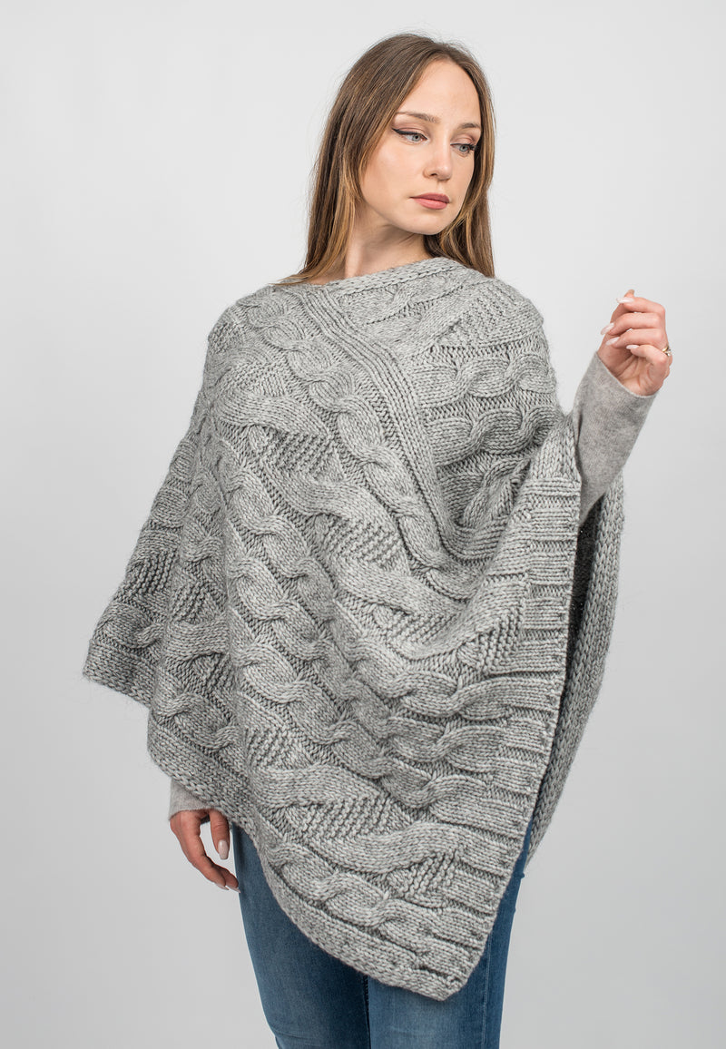 Braided V poncho | Dalle Piane Cashmere