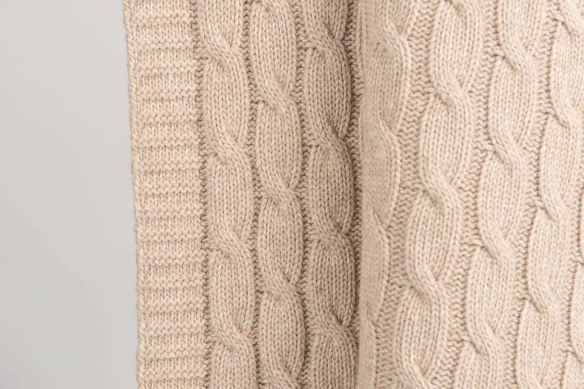 Plaid a Treccia Misto Cashmere, colore Beige, vista 2 | Dalle Piane Cashmere