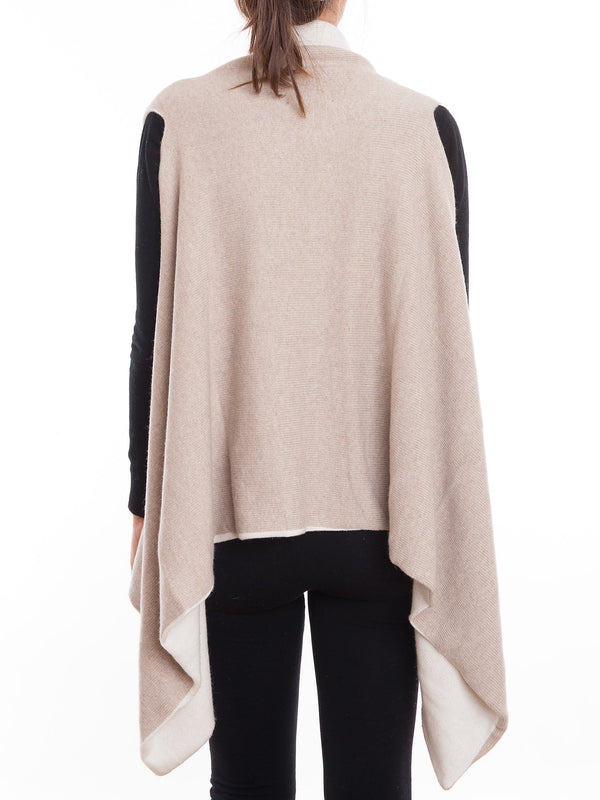 Cardigan smanicato bicolore misto cashmere | Dalle Piane Cashmere