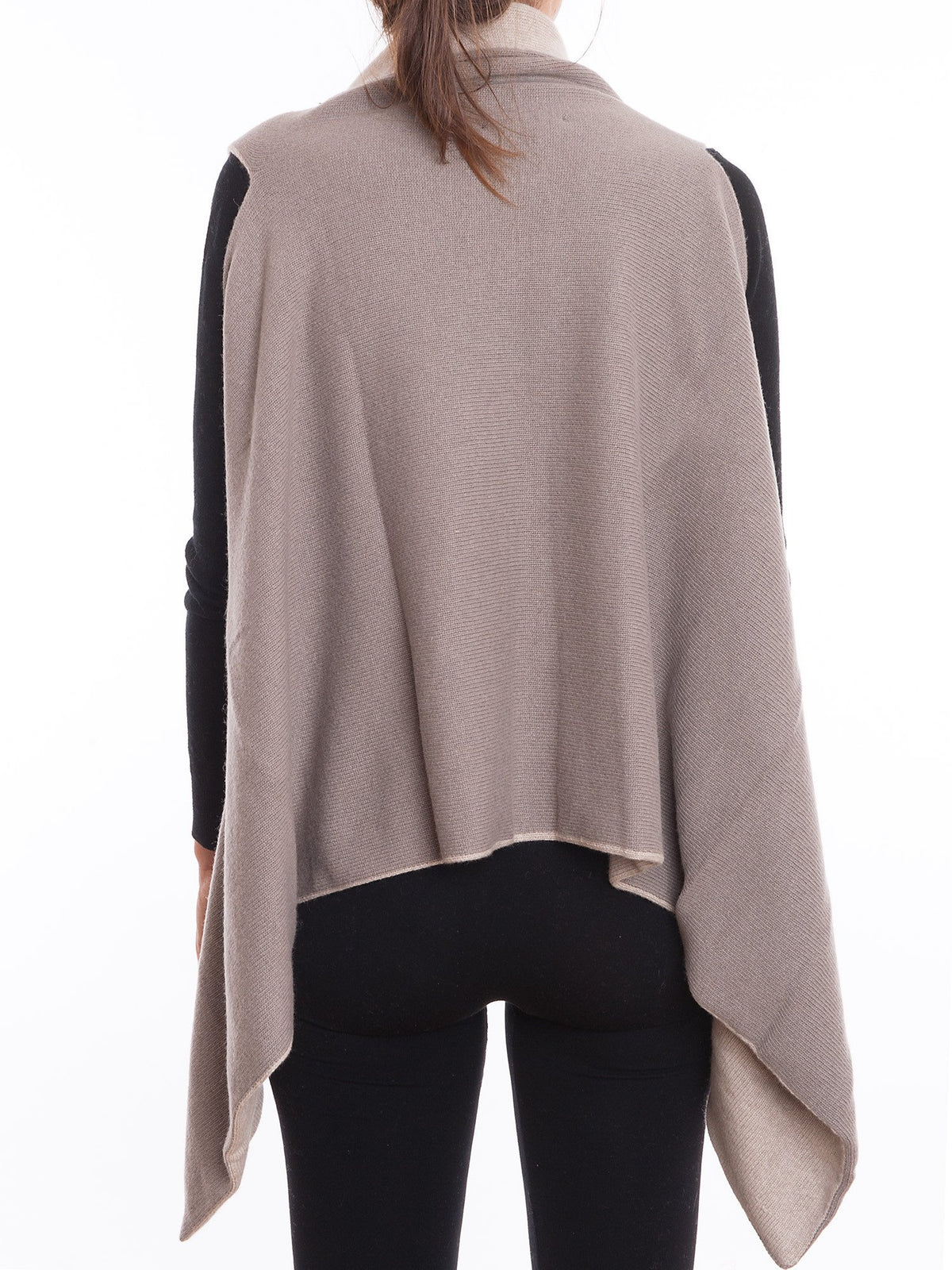 Gilet sans manches bicolore femme mélange cachemire, coloris Vison-Beige, vue 2 | Dalle Piane Cashmere