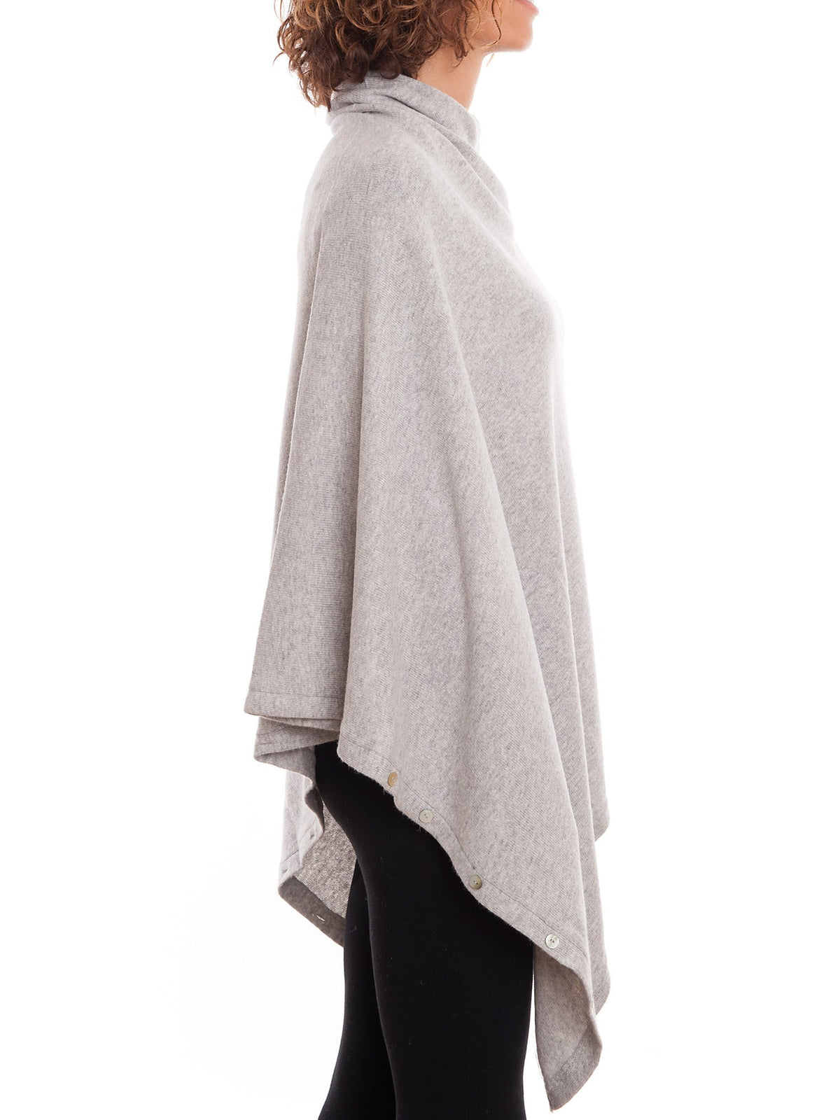 Poncho à boutons femme mélange cachemire, coloris Gris, vue 2 | Dalle Piane Cashmere