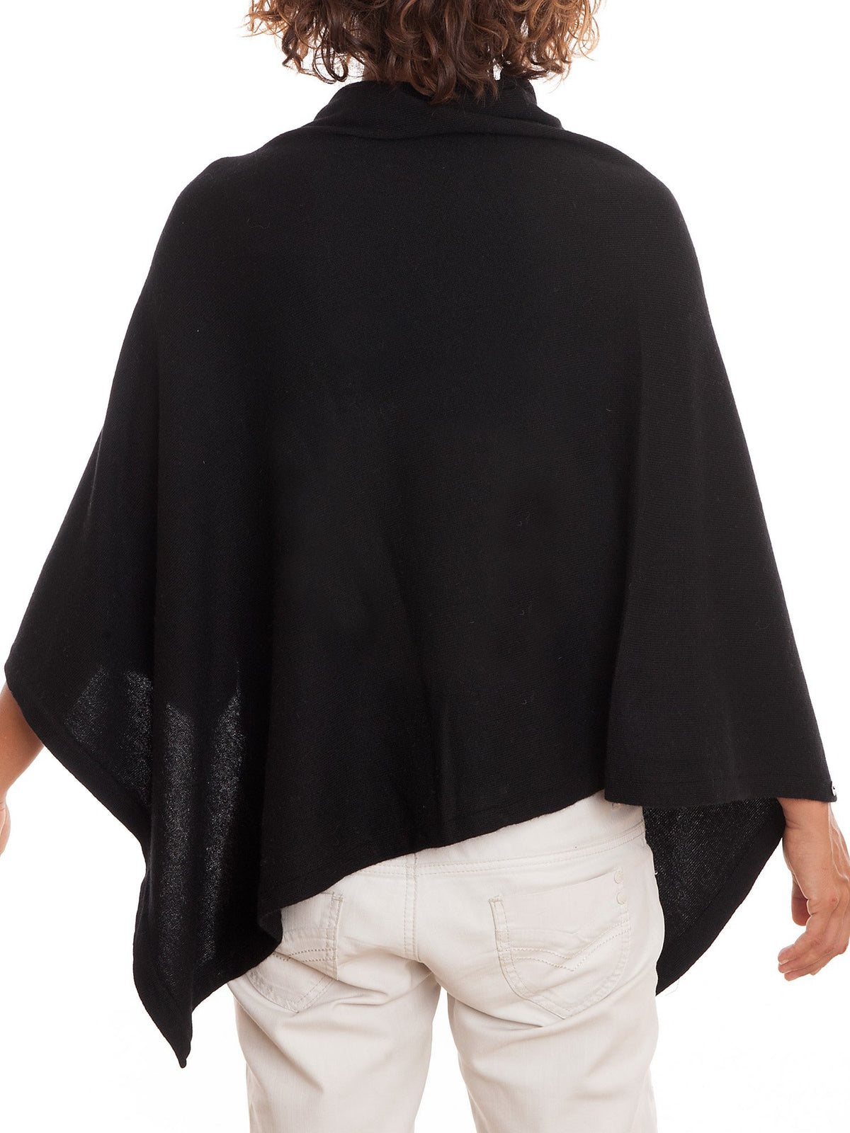 Poncho à boutons femme mélange cachemire, coloris Noir, vue 3 | Dalle Piane Cashmere