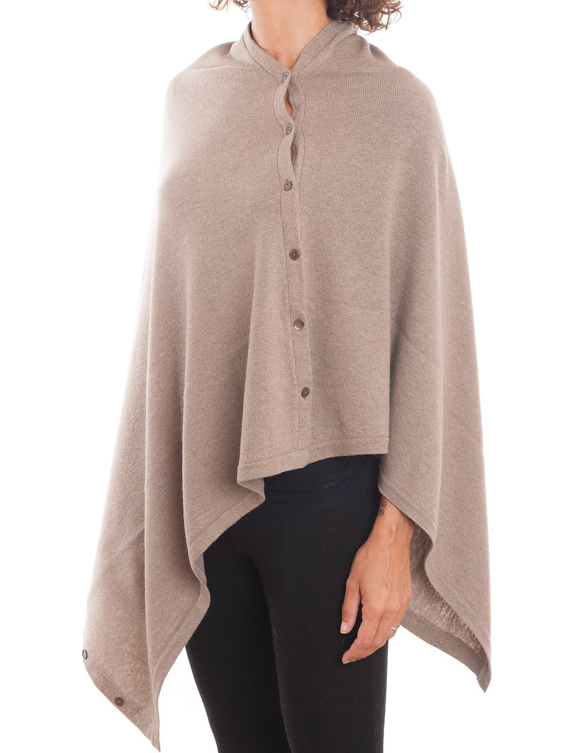 Poncho con bottoni misto cashmere | Dalle Piane Cashmere